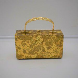 Vintage Cigar Box Purse Artisan Made Bag Satchel Gold